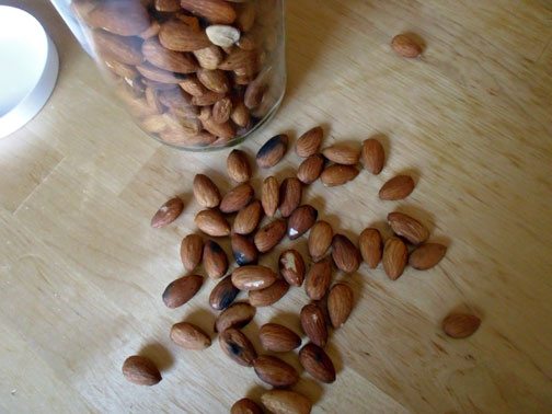 Soaked and dehydrated almonds